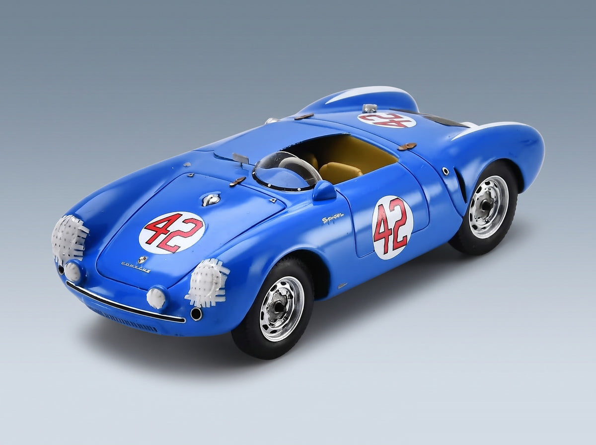 Porsche 550 Spyder No. 42 Crawford Linge von Hanstein 12h Sebring 1956 Spark Model 1:43 scale model - front three-quarter view