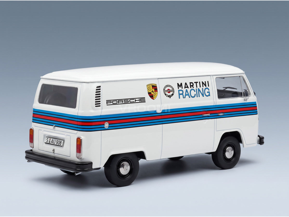 Volkswagen T2b Delivery Van Porsche Martini Racing 1972 White KK Scale 1:18 scale model - rear three-quarter view