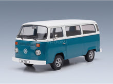 Volkswagen T2b Minibus 1972 Blue White with Fuchs Rims KK Scale 1:18 scale model - front three-quarter view