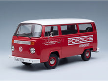 Porsche T2b Minibus Renndienst Stuttgart Zuffenhausen 1972 Red White KK Scale 1:18 scale model - front three-quarter view