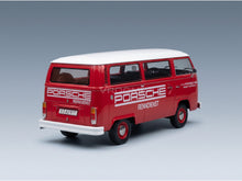 Porsche T2b Minibus Renndienst Stuttgart Zuffenhausen 1972 Red White KK Scale 1:18 scale model - rear three-quarter view