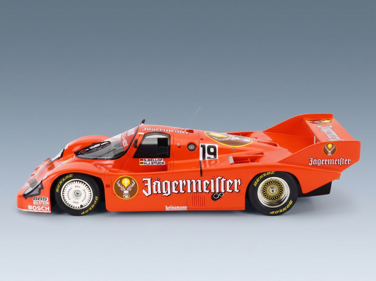 Porsche 956B Jägermeister Team Brun Motorsport No. 19 Hans Joachim Stuck Stefan Bellof Winner 1000km Monza 1984 Werk83 1:12 scale model - side view
