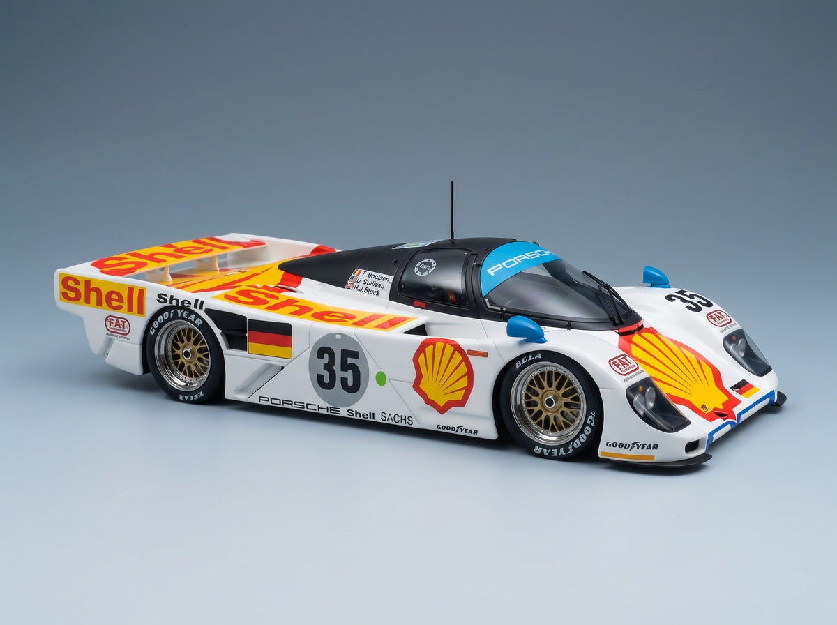 Porsche Dauer 962 3.0L Turbo Team Le Mans Porsche No. 35 Hans Joachim Stuck Thierry Boutsen Danny Sullivan 3rd 24h Le Mans 1994 Werk83 1:18 scale model - rear three-quarter view