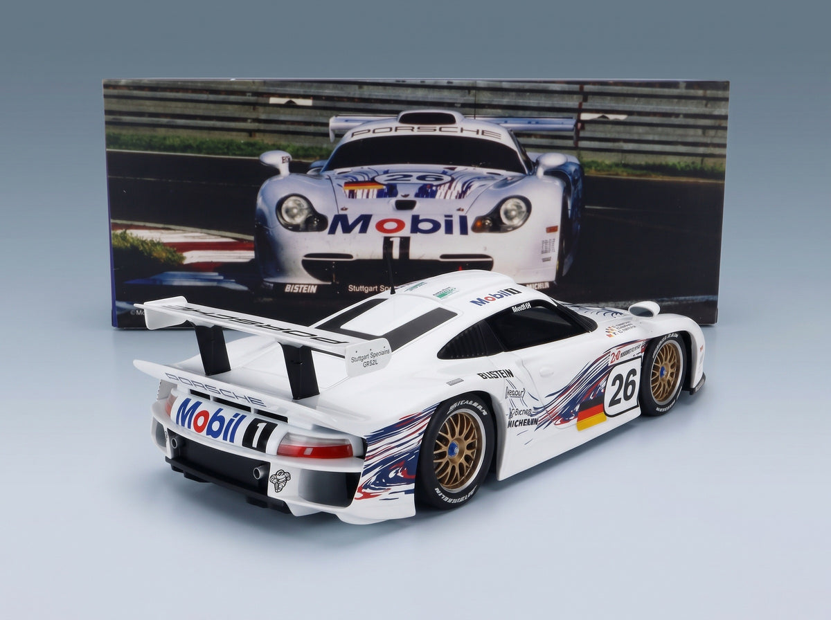 Porsche 911 3.2L GT1 Evo Team Porsche AG No. 26 Kelleners Collard Dalmas 24h Le Mans 1997 Werk83 1:18 scale model - rear three-quarter view