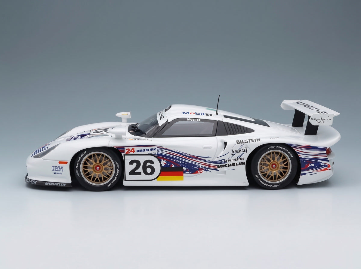 Porsche 911 3.2L GT1 Evo Team Porsche AG No. 26 Kelleners Collard Dalmas 24h Le Mans 1997 Werk83 1:18 scale model - side view