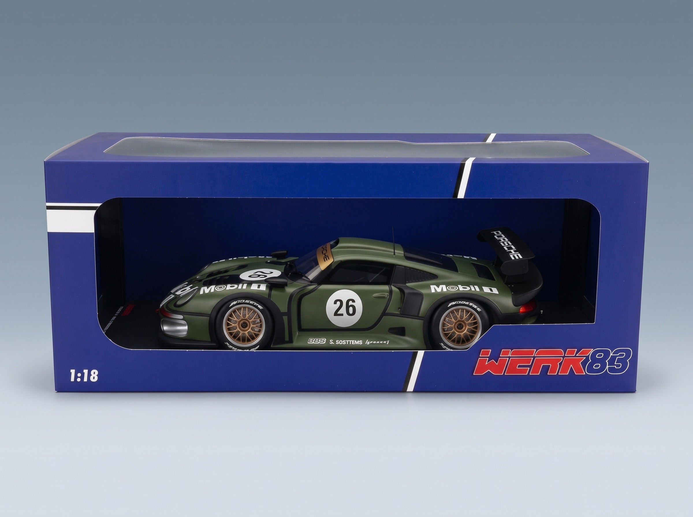 Porsche 911 GT1 3.2L Turbo Team Porsche AG Mobil1 No. 26 Dalmas Stuck Wendlinger Pre-Qualifying 24h Le Mans 1996 Werk83 1:18 scale model - original packaging