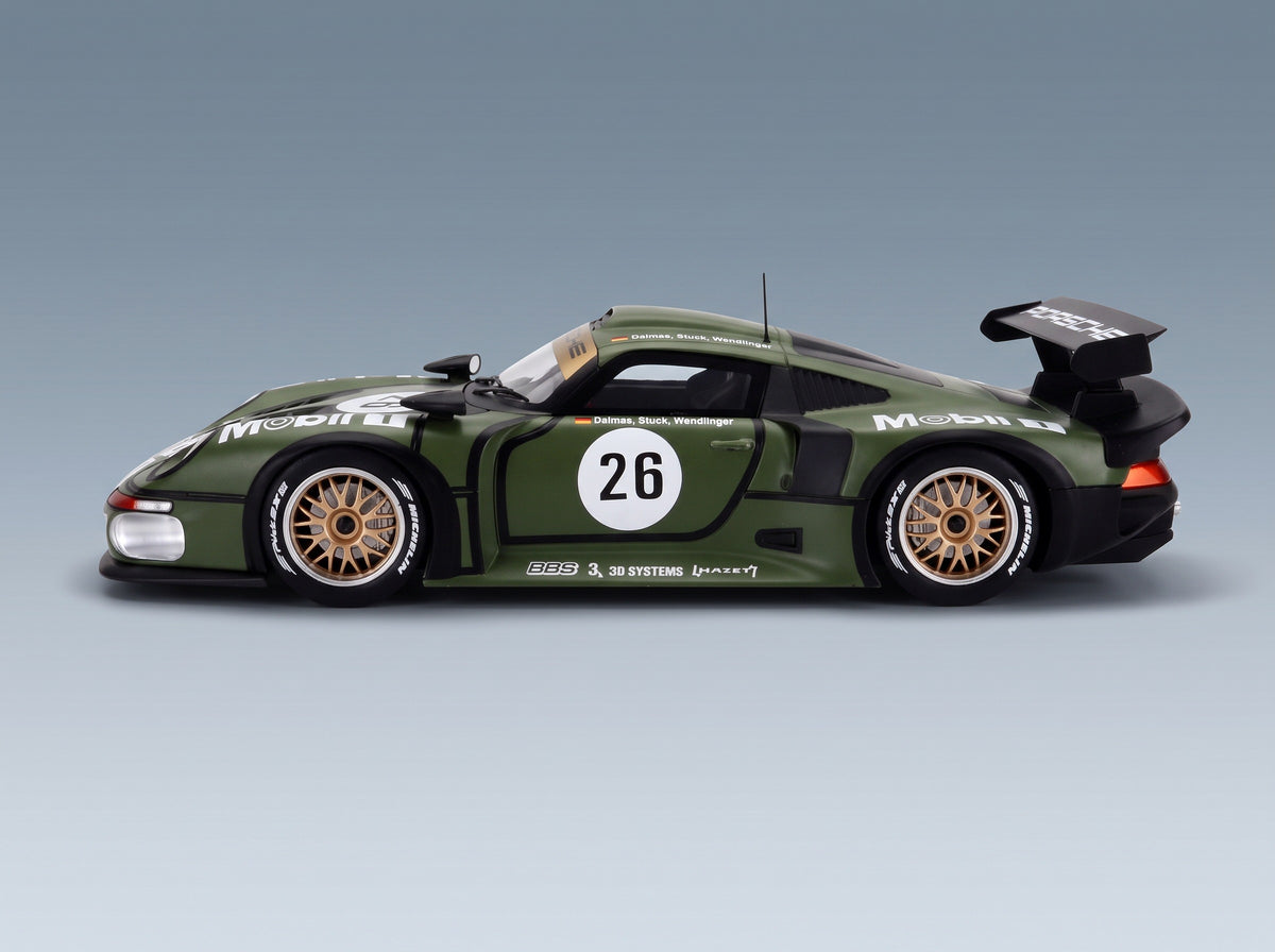Porsche 911 GT1 3.2L Turbo Team Porsche AG Mobil1 No. 26 Dalmas Stuck Wendlinger Pre-Qualifying 24h Le Mans 1996 Werk83 1:18 scale model - side view