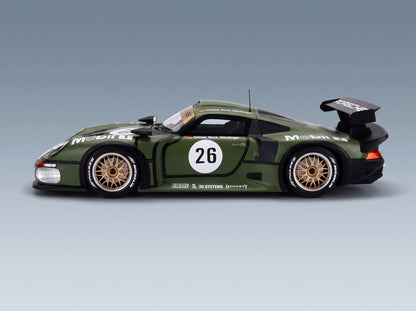 Porsche 911 GT1 3.2L Turbo Team Porsche AG Mobil1 No. 26 Dalmas Stuck Wendlinger Pre-Qualifying 24h Le Mans 1996 Werk83 1:18 scale model - side view