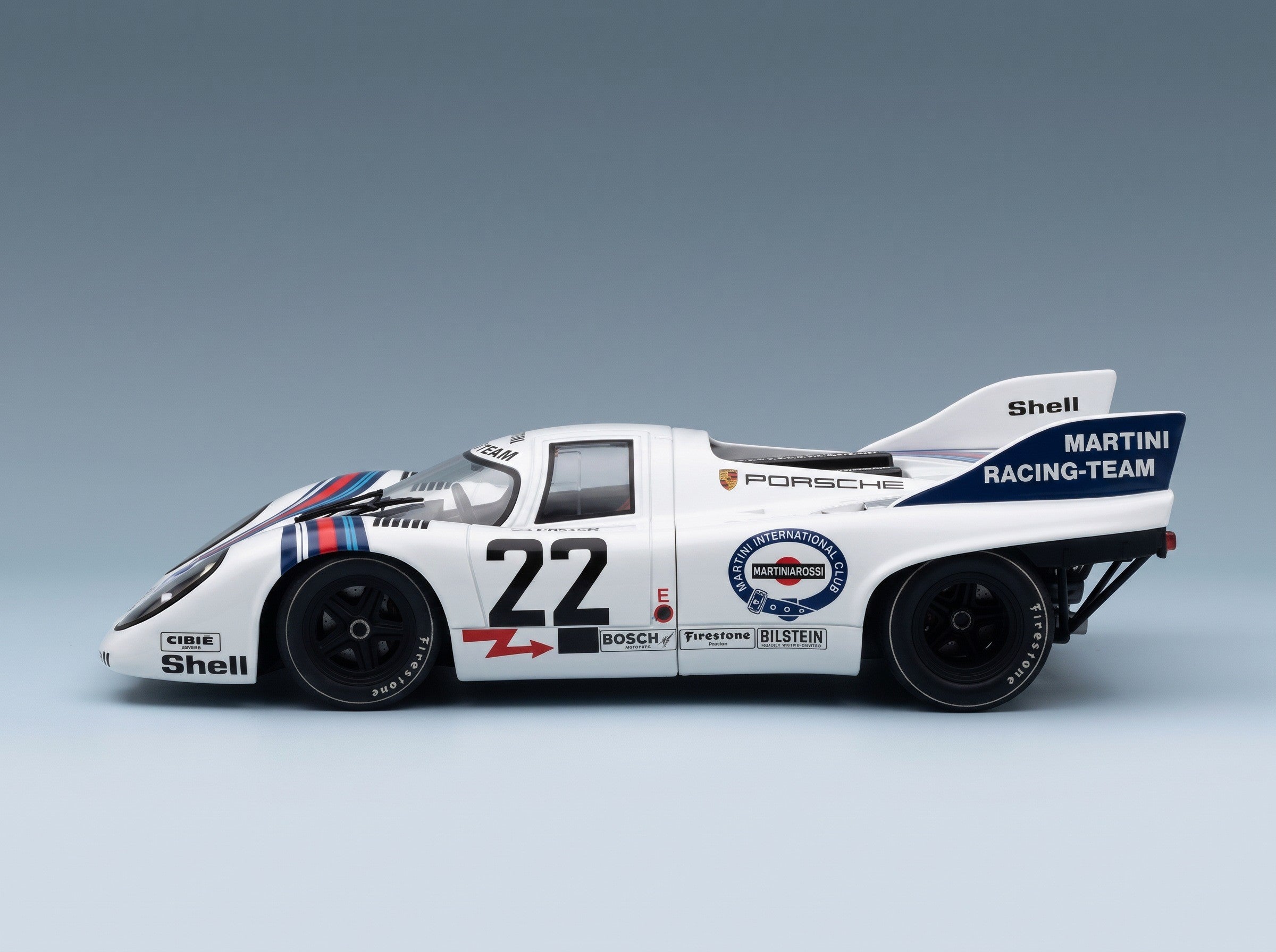 Porsche 917K 4.9L Martini Racing No. 22 Helmut Marko Gijs van Lennep Winner 24h Le Mans 1971 Werk83 1:18 scale model - side view