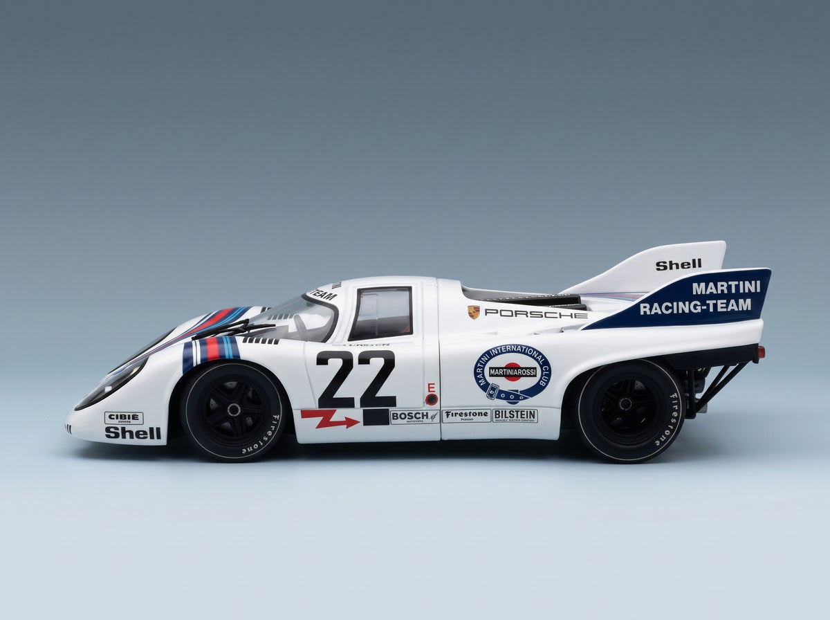 Porsche 917K 4.9L Martini Racing No. 22 Helmut Marko Gijs van Lennep Winner 24h Le Mans 1971 Werk83 1:18 scale model - side view