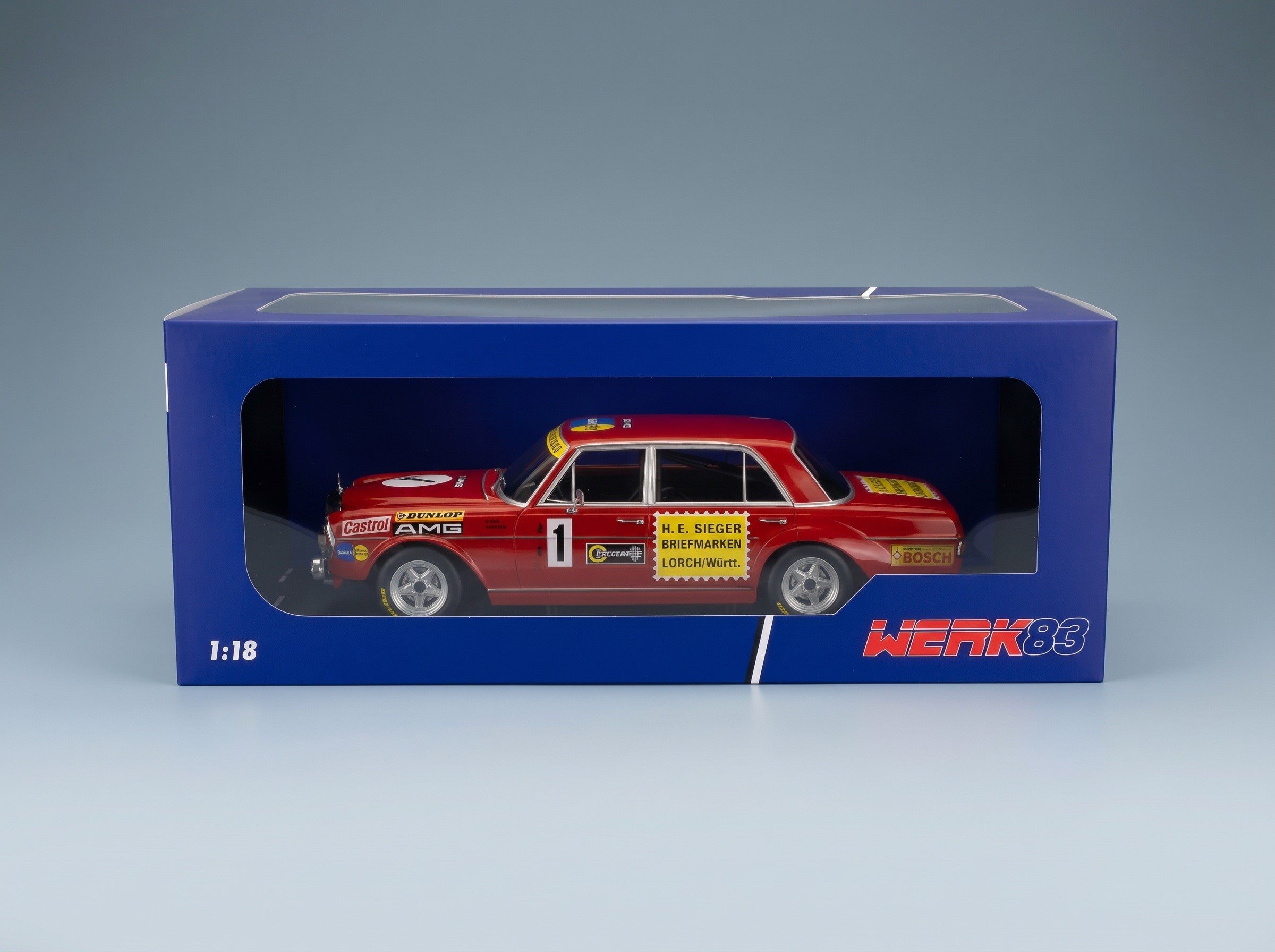 Mercedes-Benz 300 SEL 6.8 Team Mercedes AMG No. 1 Hans Heyer Thomas Betzler 24h Nürburgring 1972 Werk83 1:18 scale model - original packaging