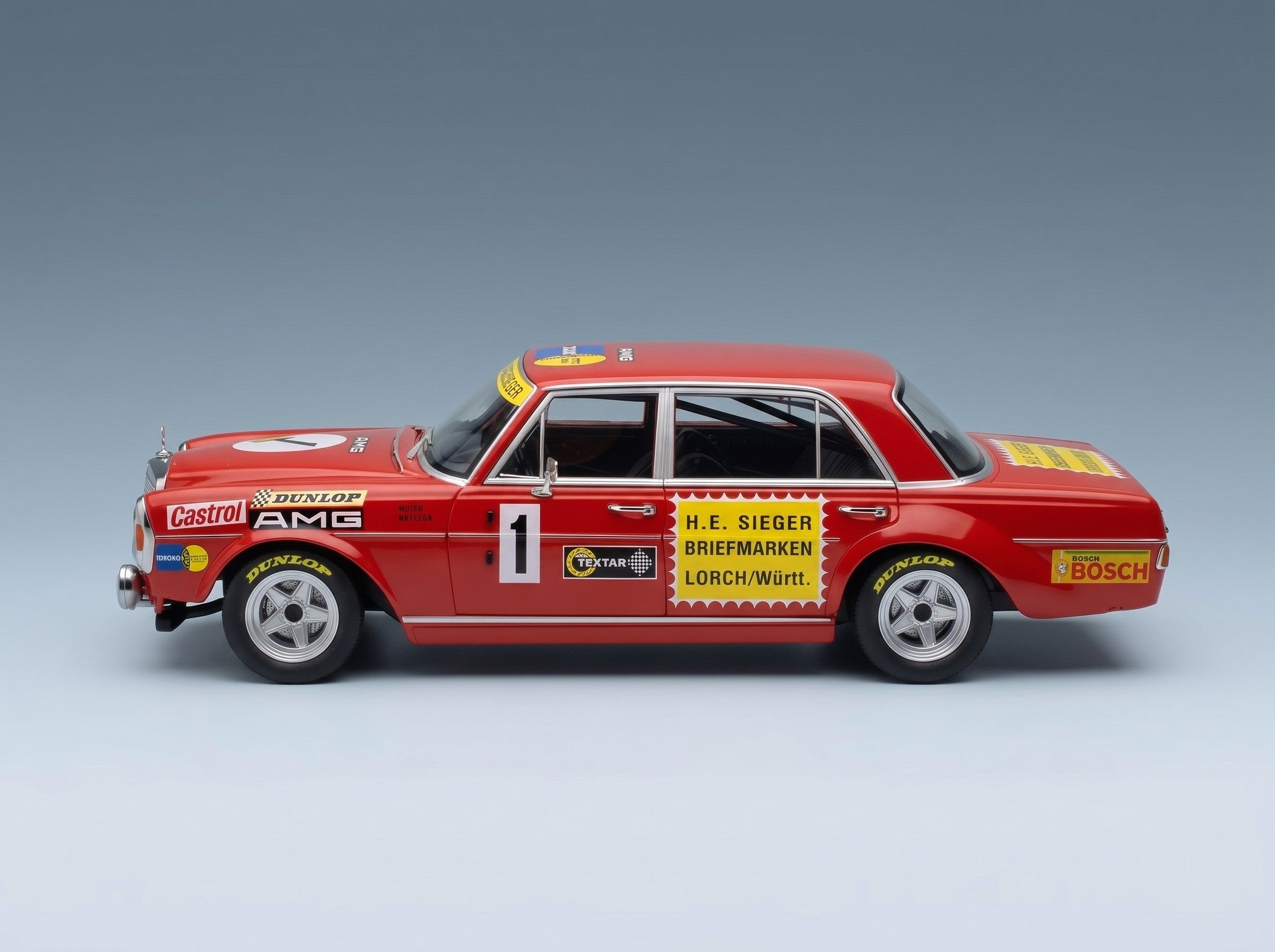 Mercedes-Benz 300 SEL 6.8 Team Mercedes AMG No. 1 Hans Heyer Thomas Betzler 24h Nürburgring 1972 Werk83 1:18 scale model - side view