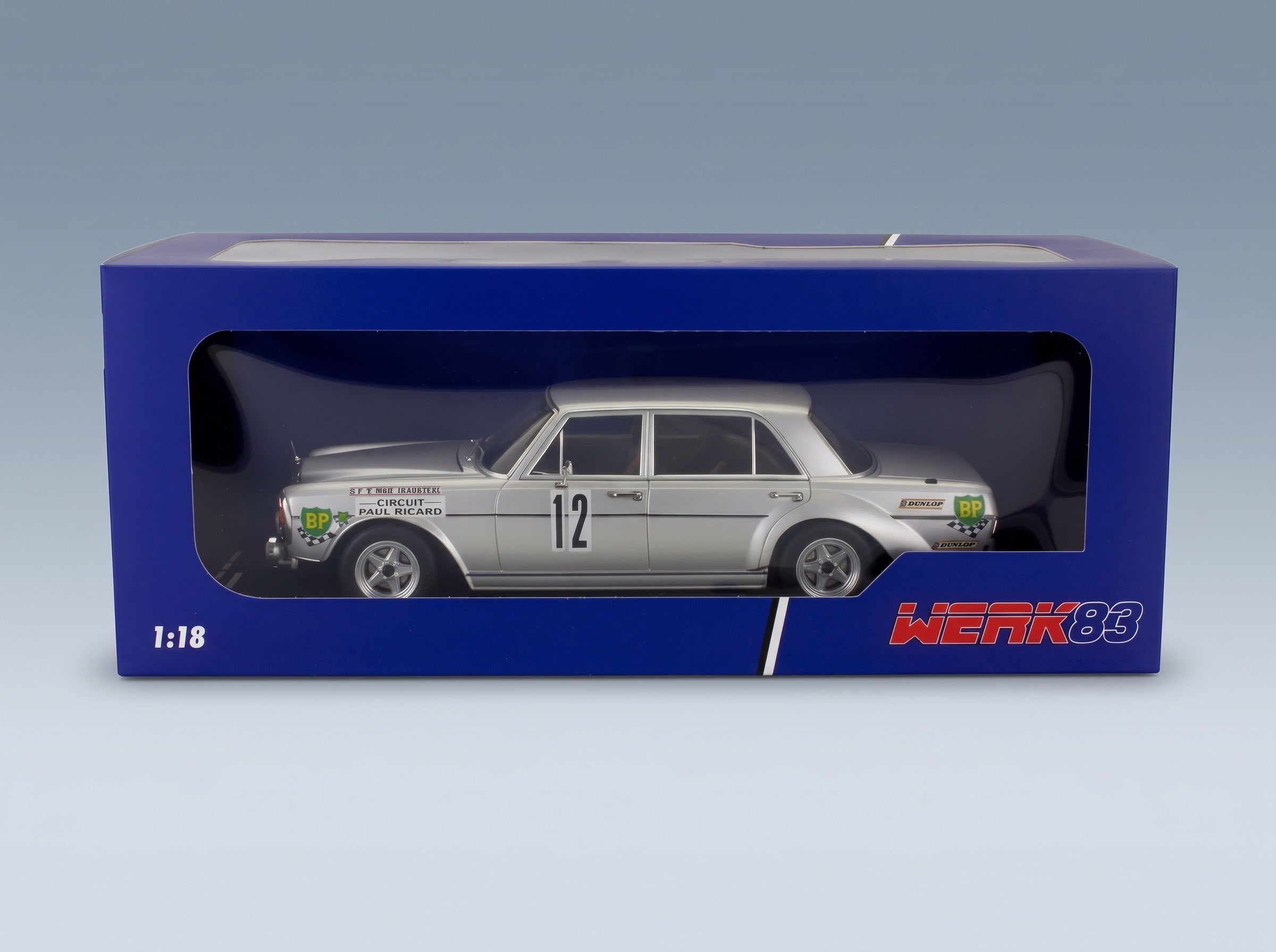 Mercedes-Benz 300 SEL 6.8 AMG No. 12 Behrmann Jabouille Dolhem 12h Paul Ricard 1971 Werk83 1:18 scale model - original packaging