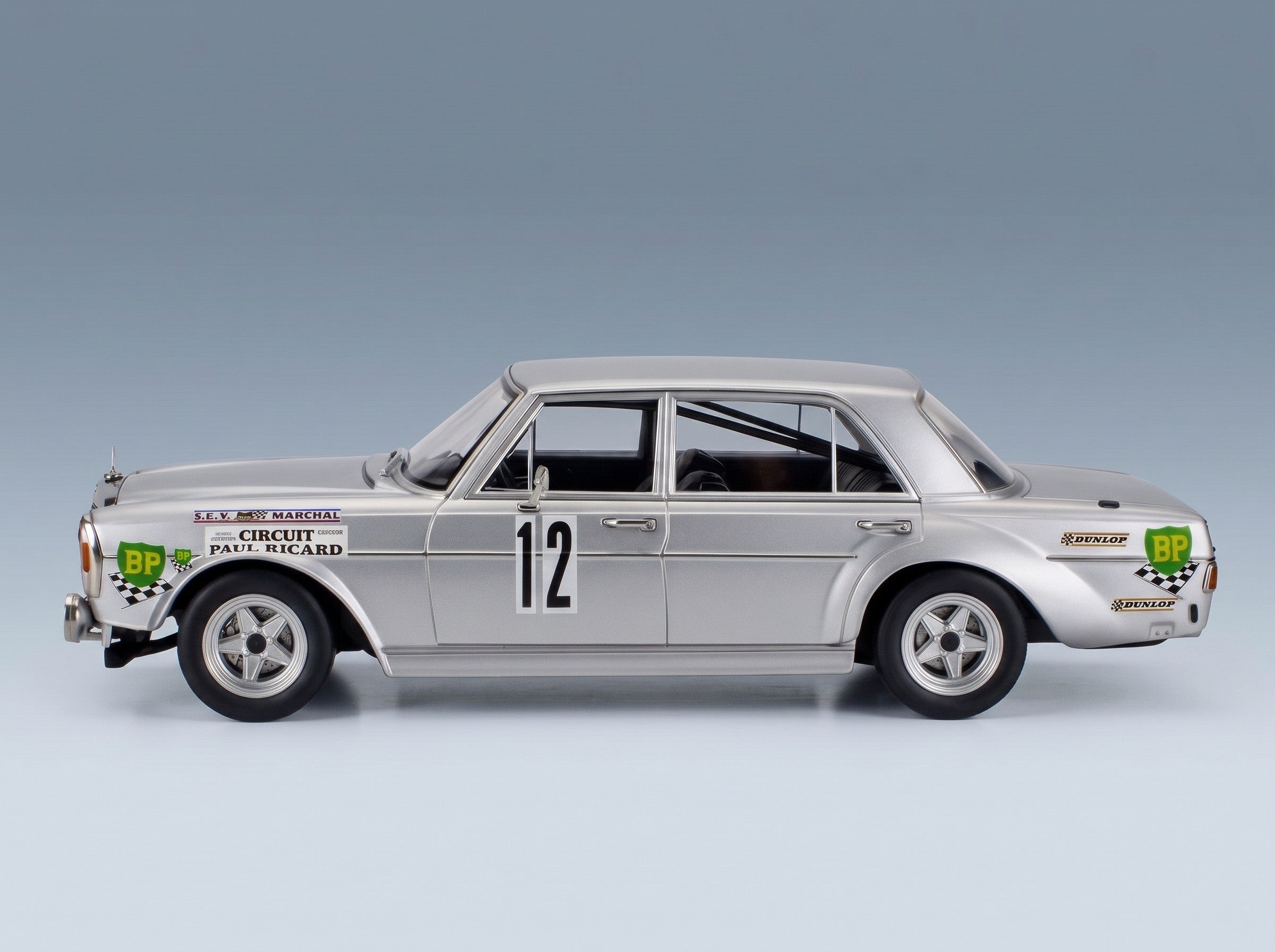 Mercedes-Benz 300 SEL 6.8 AMG No. 12 Behrmann Jabouille Dolhem 12h Paul Ricard 1971 Werk83 1:18 scale model - side view