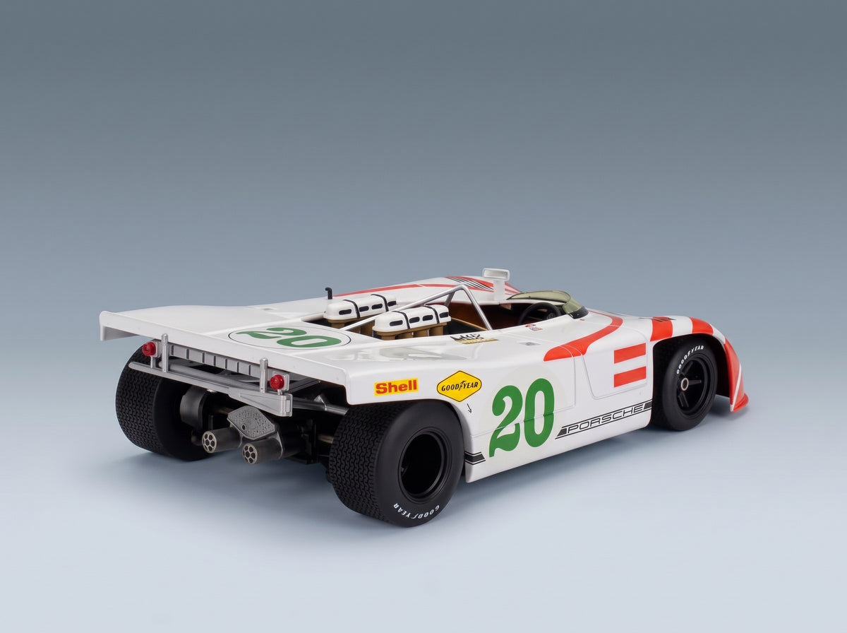 Porsche 908/03 3.0L No. 20 Vic Elford Hans Herrmann Targa Florio 1970 Werk83 1:18 scale model - rear three-quarter view
