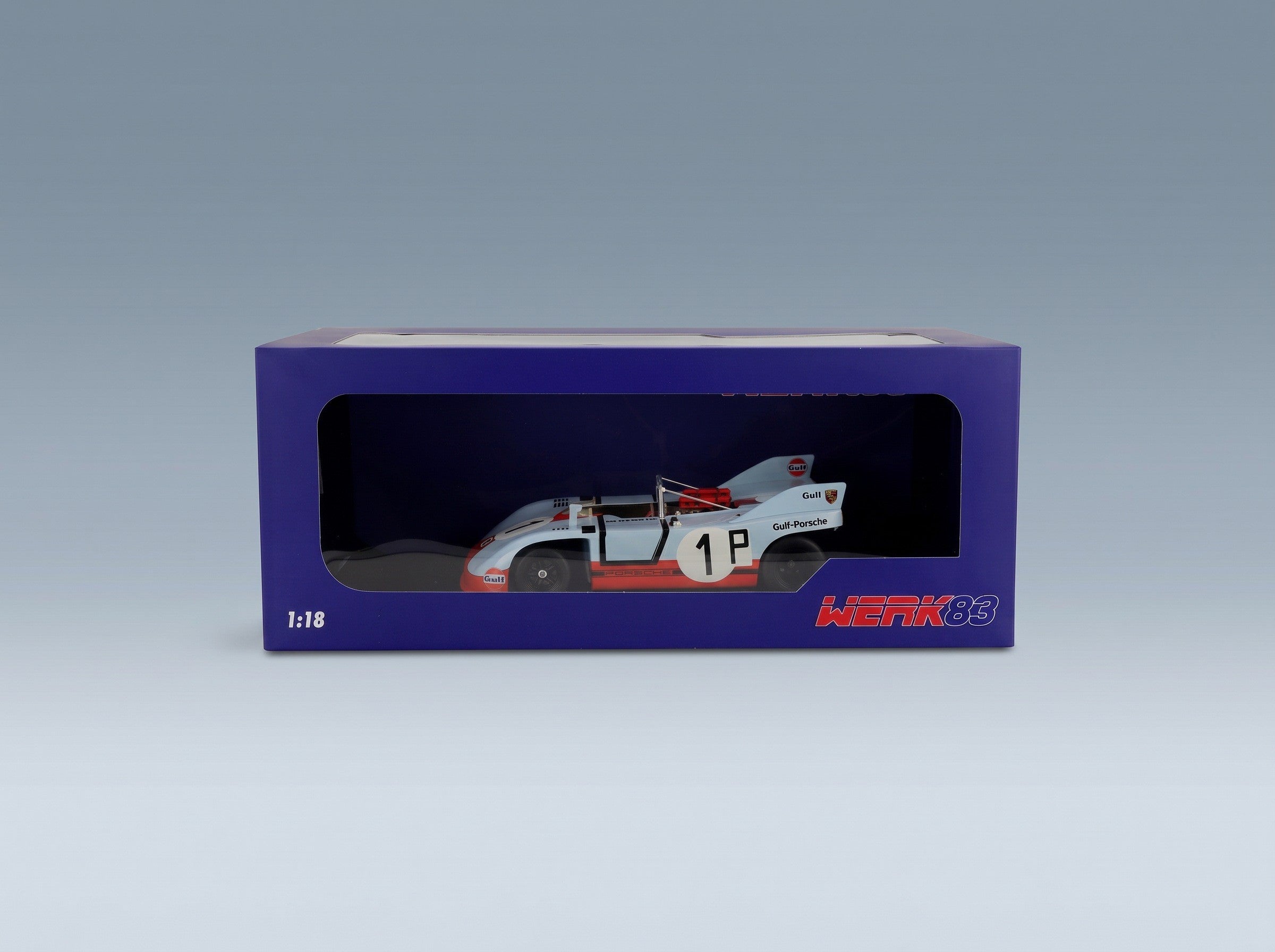 Porsche 908/03 Spider Team Gulf No. 1 Pedro Rodriguez Jo Siffert 2nd 1000km Nürburgring 1971 Werk83 1:18 scale model - original packaging