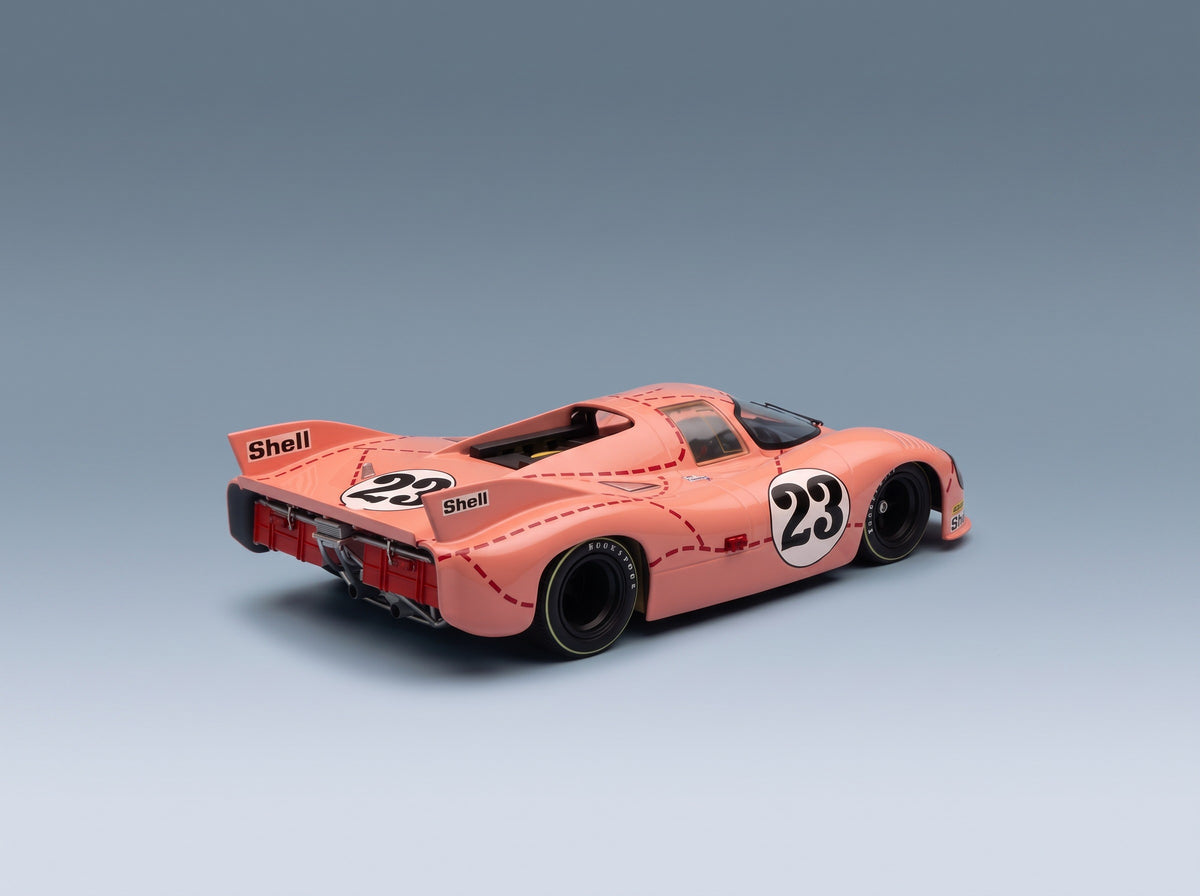 Porsche 917/20 4.9L Martini International Racing No. 23 Reinhold Jost Willi Kauhsen 1st Practice 24h Le Mans 1971 Werk83 1:18 scale model - rear three-quarter view