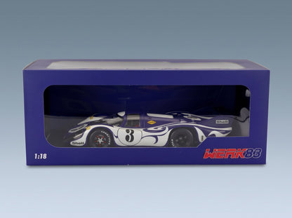 Porsche 917 Long Tail Hippie No. 3 Gerard Larrousse Willi Kauhsen Practice Version 24h Le Mans 1970 Werk83 1:18 scale model - original packaging