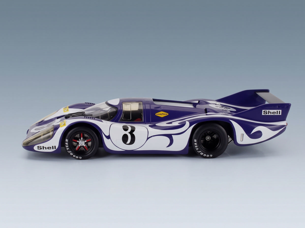 Porsche 917 Long Tail Hippie No. 3 Gerard Larrousse Willi Kauhsen Practice Version 24h Le Mans 1970 Werk83 1:18 scale model - side view