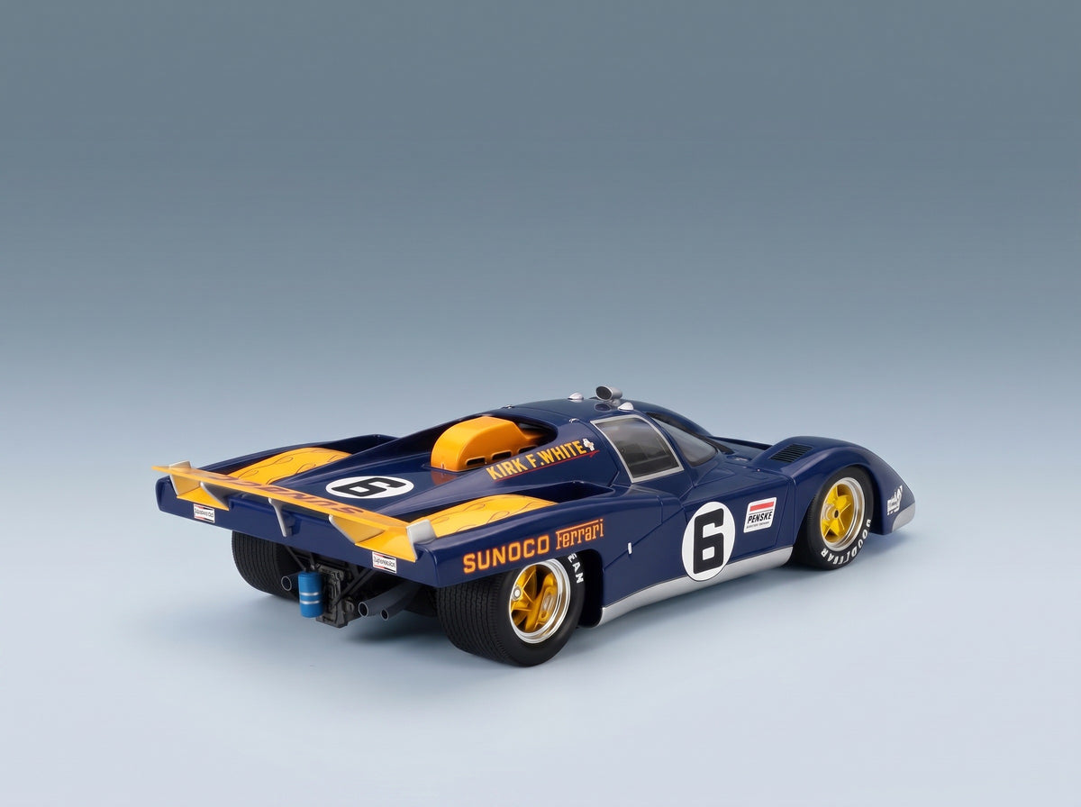 Ferrari 512M Penske Sunoco No. 6 Mark Donohue David Hobbs 3rd 24h Daytona 1971 Werk83 1:18 scale model - rear three-quarter view