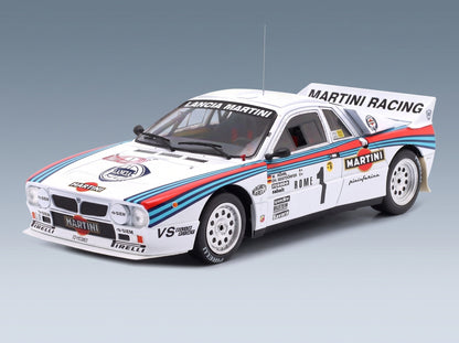 Lancia 037 Martini Racing No. 1 Röhrl Geistdörfer Winner Rally Monte-Carlo 1983 Werk83 1:18 scale model - front three-quarter view