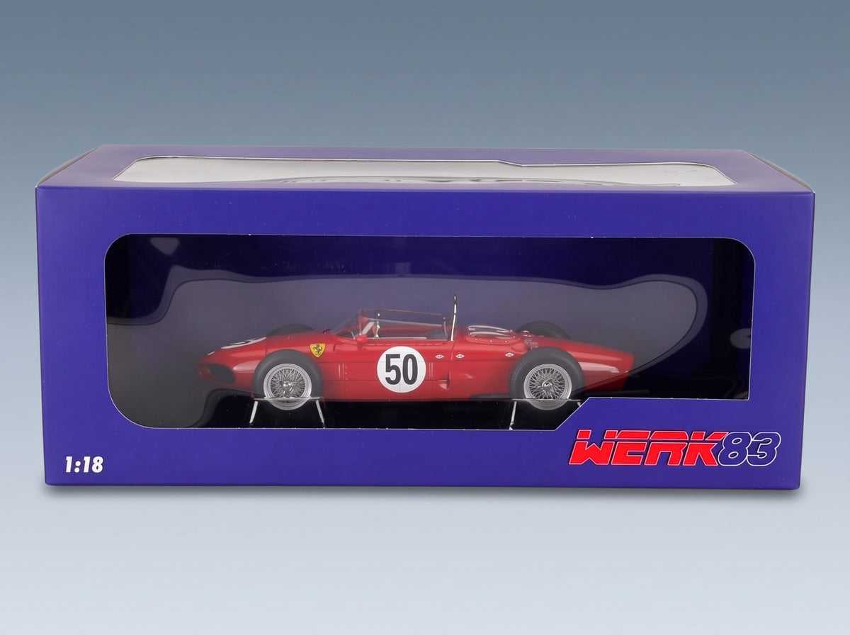 Ferrari 156 F1 Sharknose No. 50 Winner French GP Giancarlo Baghetti 1961 Werk83 1:18 scale model - original packaging
