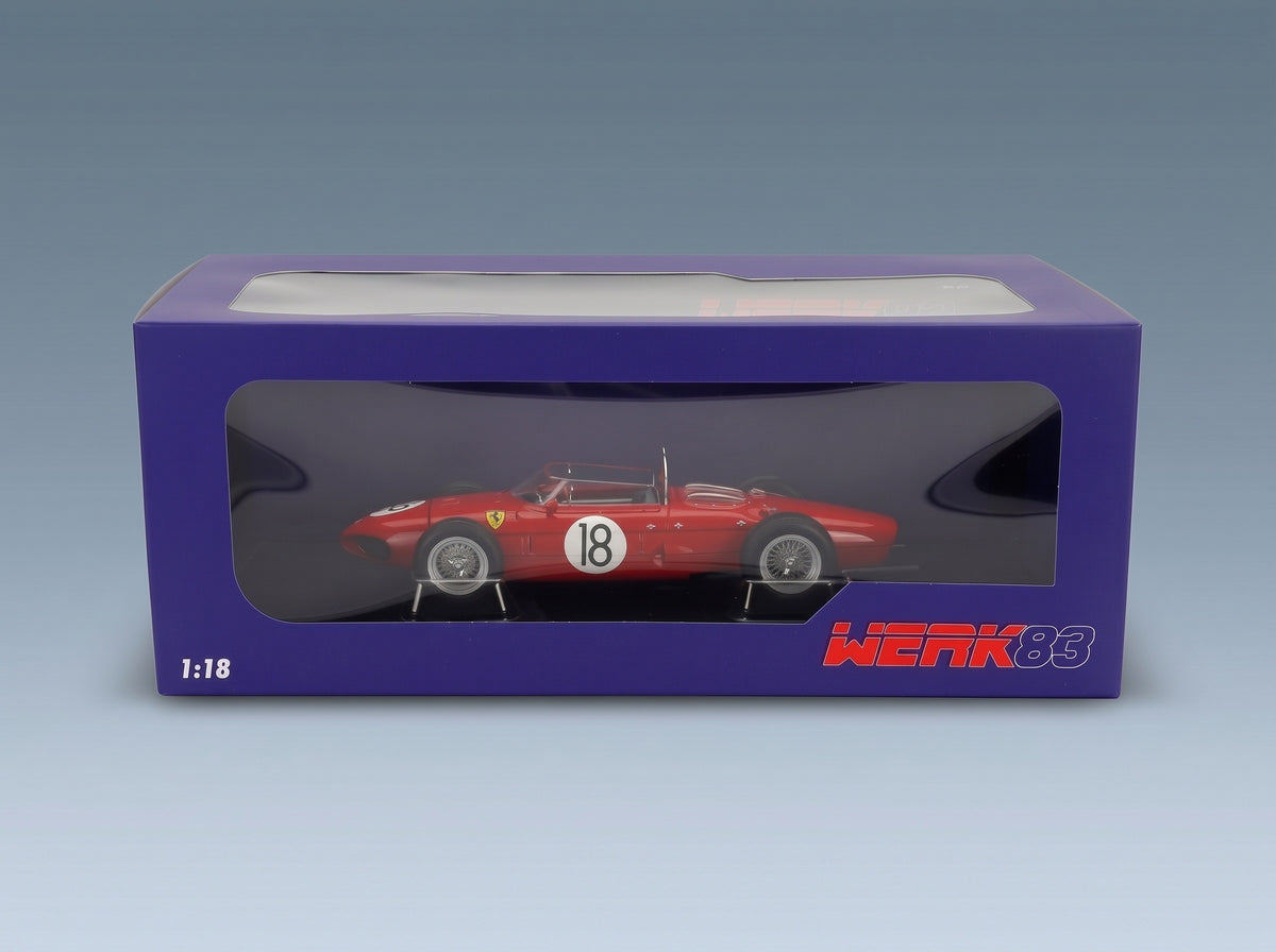 Ferrari F1 156 Sharknose No. 18 Richie Ginther French GP 1961 Werk83 1:18 scale model - original packaging