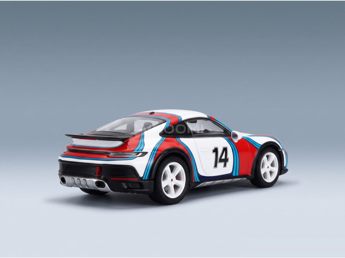 Porsche 911 992 Dakar Coupé No. 14 Martini Racing Livery 2023 Spark Model 1:43 scale model - rear three-quarter view