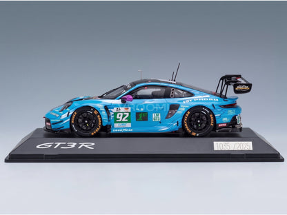 PORSCHE - 911 992 GT3 R 4.2L TEAM MANTHEY 1st PHORM N 92 WINNER LMGT3 CLASS 24h LE MANS 2025 RICCARDO PERA - RICHARD LIETZ - RYAN HARDWICK - BLUE BLACK scale model - side view