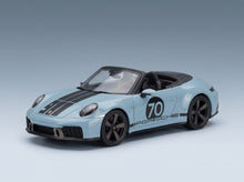 Porsche 911 992 Cabriolet Open Spirit 70 2025 Meissen Blue Black Spark Model 1:43 - front three-quarter view