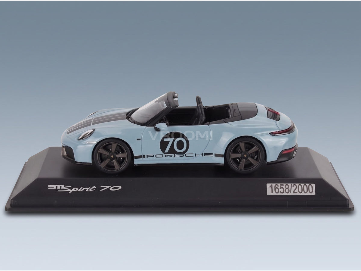 Porsche 911 992 Cabriolet Open Spirit 70 2025 Meissen Blue Black Spark Model 1:43 scale model - original packaging