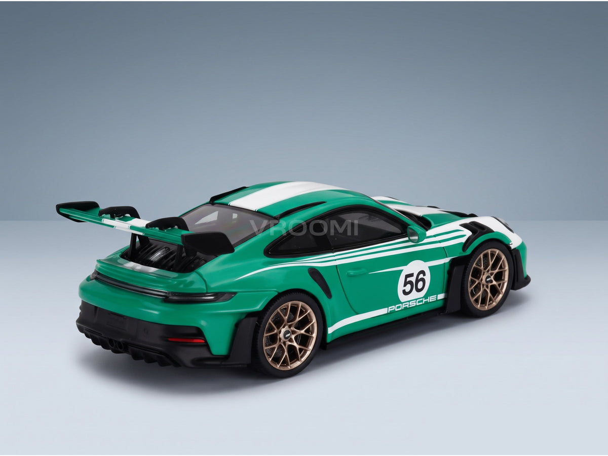 Porsche 911 992 GT3 RS No. 56 Racing Coupe 2023 Spark Model 1:43 scale model - rear three-quarter view