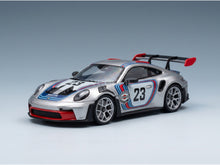 Porsche 911 GT3 RS (992) No. 23 Sonderwunsch 2024 Silver Red Blue Spark Model 1:43 - front three-quarter view