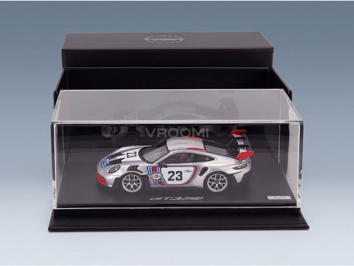 Porsche 911 GT3 RS (992) No. 23 Sonderwunsch 2024 Silver Red Blue Spark Model 1:43 scale model - original packaging