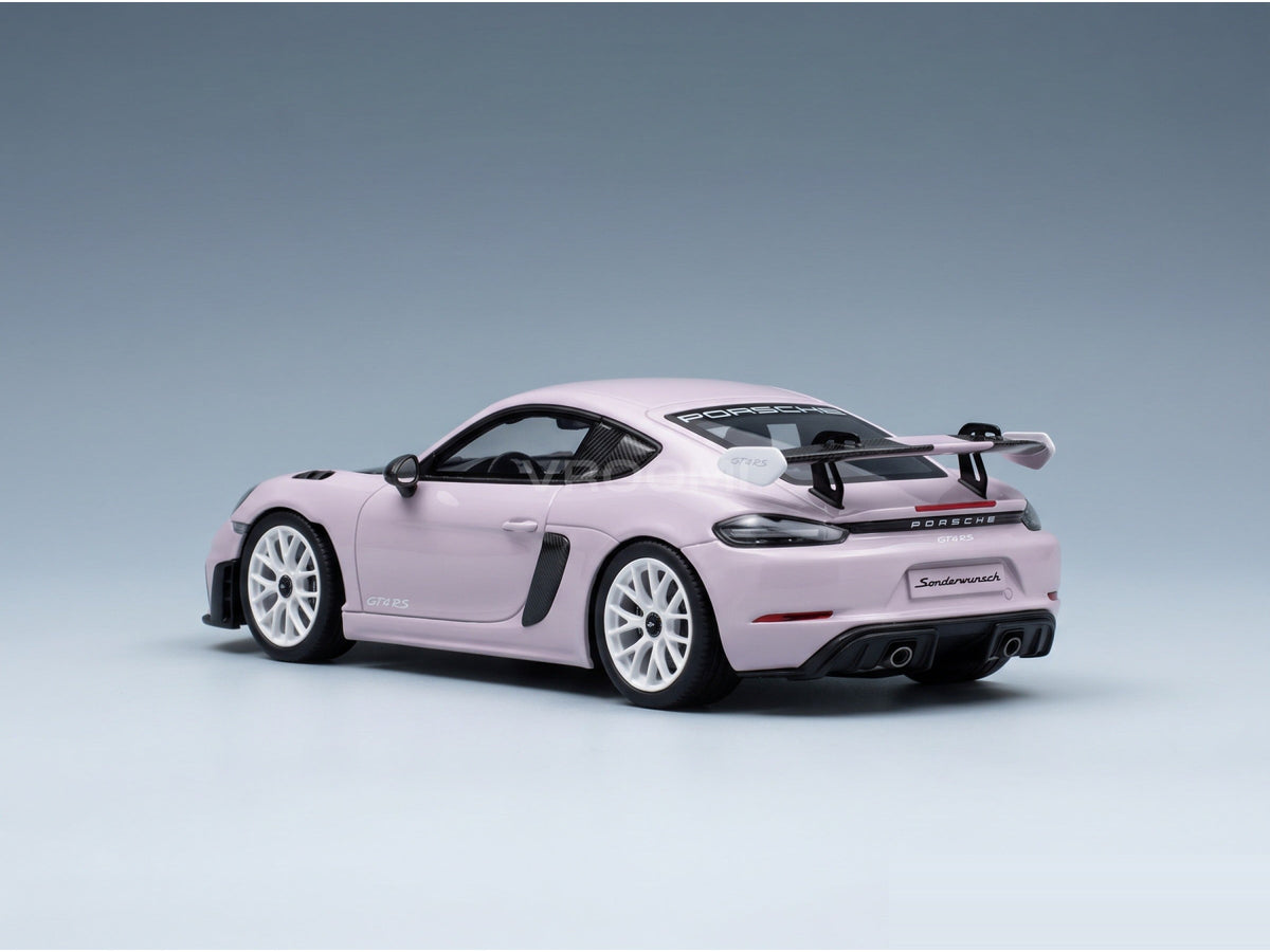 Porsche 718 Cayman GT4 RS (982) Sonderwunsch 2024 Moon Stone Spark Model 1:43 - rear three-quarter view