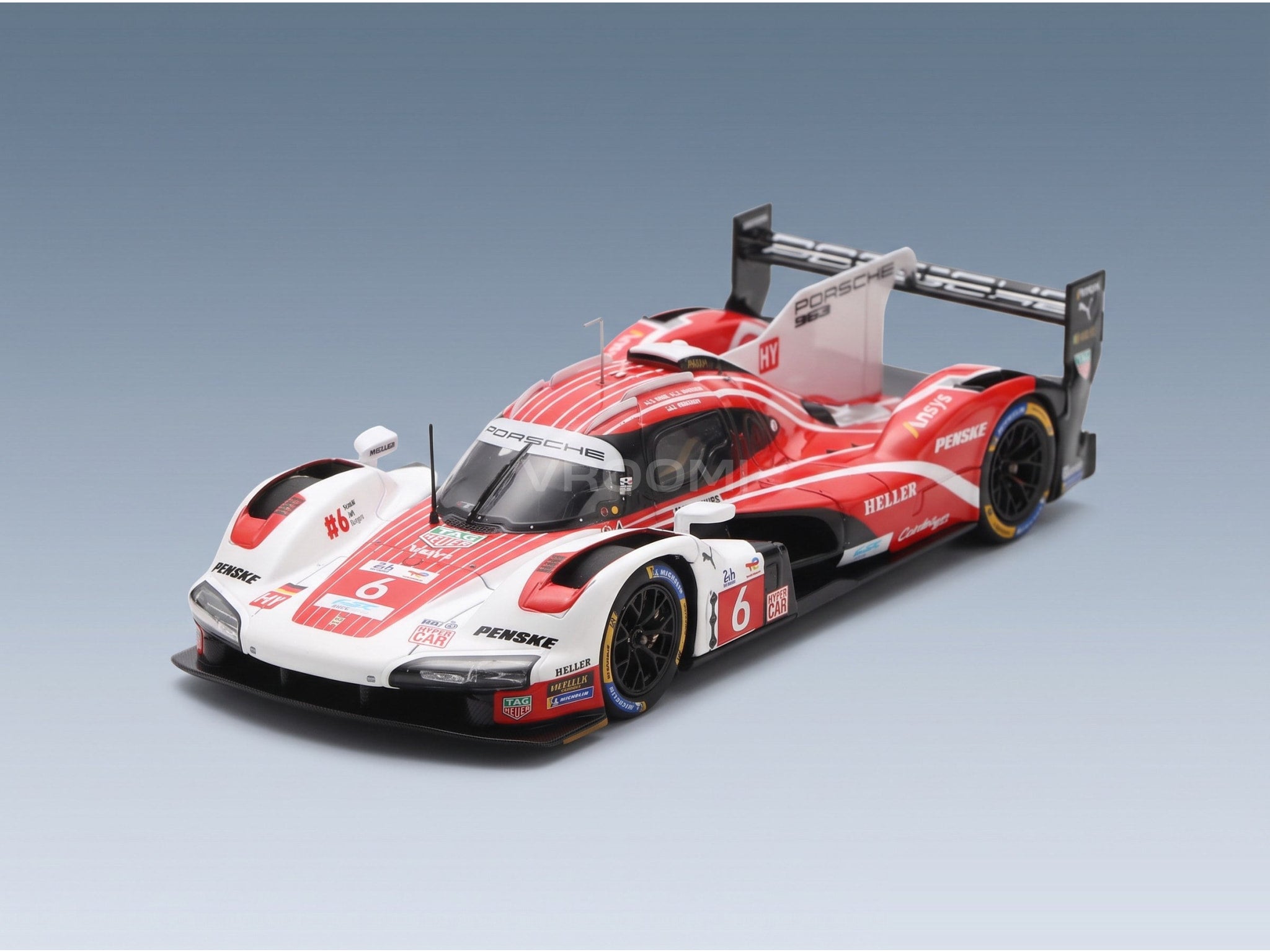Porsche 963 Porsche Penske Motorsport No. 6 Kevin Estre Andre Lotterer Laurens Vanthoor 4th 24h Le Mans Pole Position 2024 Spark Model 1:43 scale model - front three-quarter view