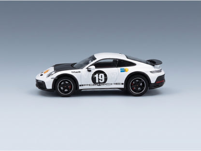 Porsche 911 992 No. 19 Rally Dakar Livery 1971 Coupé 2023 Spark Model 1:43 scale model - side view