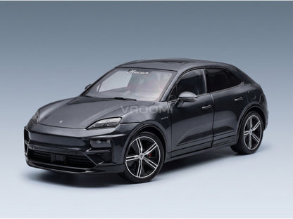Porsche Macan Turbo (H2) 2024 Volcano Grey Metallic Spark Model 1:18 - front three-quarter view