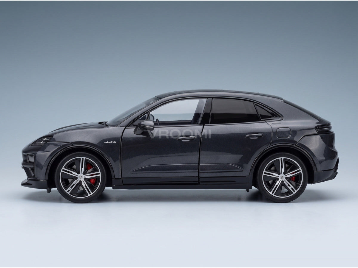 Porsche Macan Turbo (H2) 2024 Volcano Grey Metallic Spark Model 1:18 - side view
