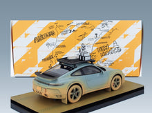 Porsche 911 992 Dakar No. 00 Ahead Coupé 2024 with Showcase Spark Model 1:18 scale model - rear three-quarter view