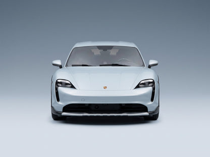 Porsche Taycan 4S Cross Turismo 2021 Ice Grey with Showcase Minichamps 1:18 scale model - front view