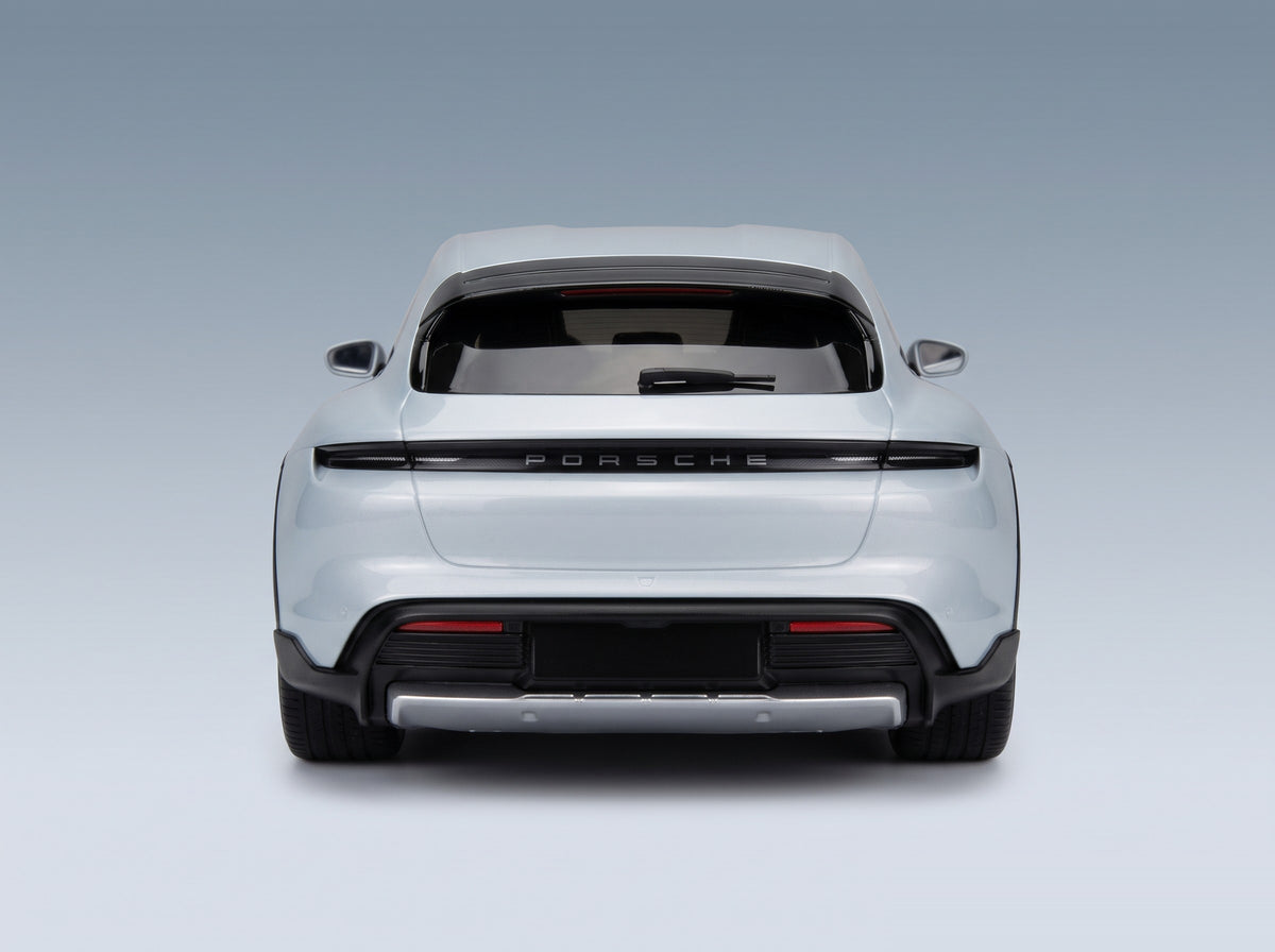 Porsche Taycan 4S Cross Turismo 2021 Ice Grey with Showcase Minichamps 1:18 scale model - rear view