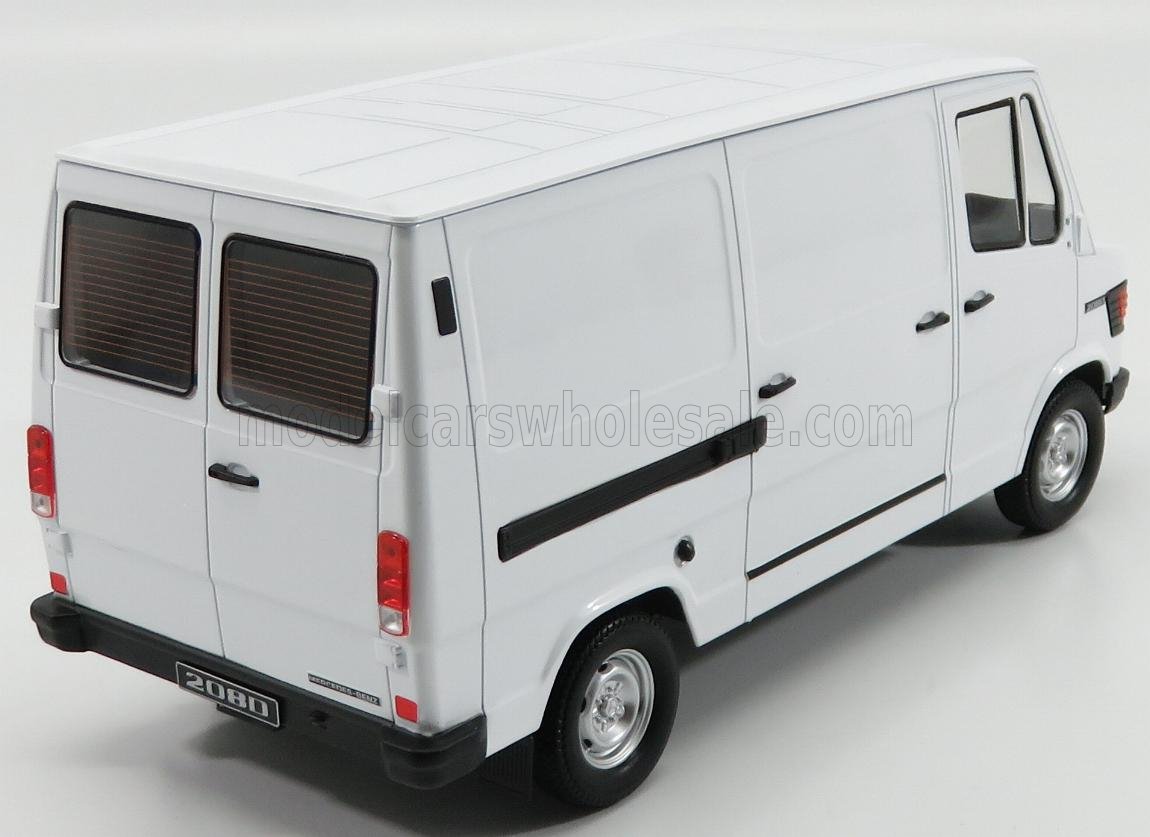 White Mercedes-Benz 208D scale model van, collectible die-cast, available online now