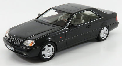 Coupé Mercedes-Benz negro, modelo a escala 1/18, interior detallado, ya disponible para coleccionistas.