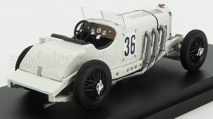 Coche de carreras vintage blanco, modelo número 36, con ruedas negras y tubos de escape visibles, a la venta en Vroomi.