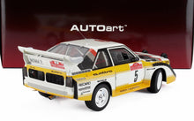 AUDI - QUATTRO SPORT E2 S1 (versión nocturna) N.º 5 GANADOR DEL RALLY DE SAN REMO 1985 W. ROHRL - C. GEISTDORFER - AMARILLO BLANCO ROJO - Vroomi