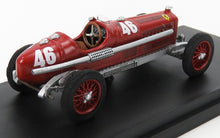 Coche de carreras rojo vintage, modelo número 46, con neumáticos y volante detallados, disponible en la plataforma Vroomi.