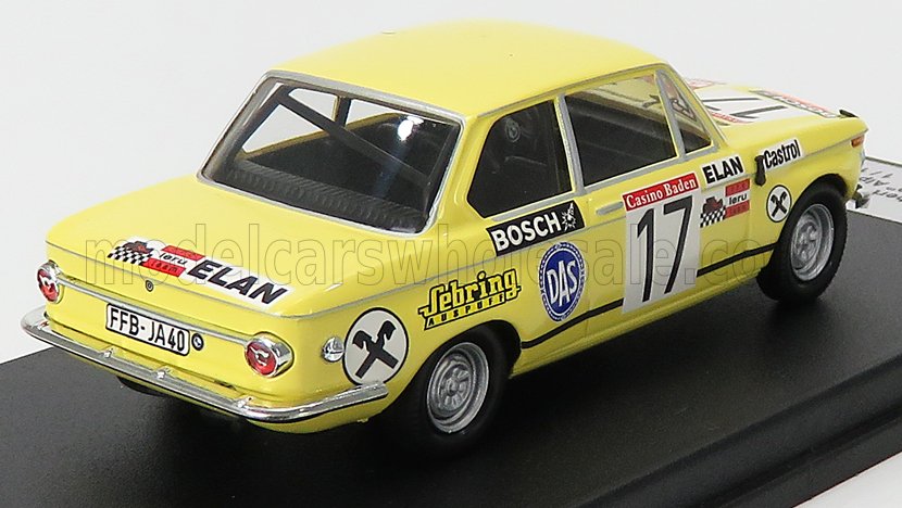 Modelo a escala amarillo de coche de carreras con el número 17 y adhesivos del patrocinador, pieza de coleccionista disponible ahora.