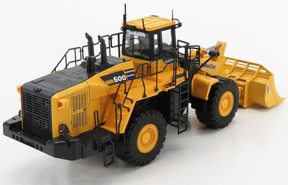 Maqueta detallada a escala de la cargadora de ruedas Komatsu WA600 fabricada en metal fundido disponible en Vroomi.