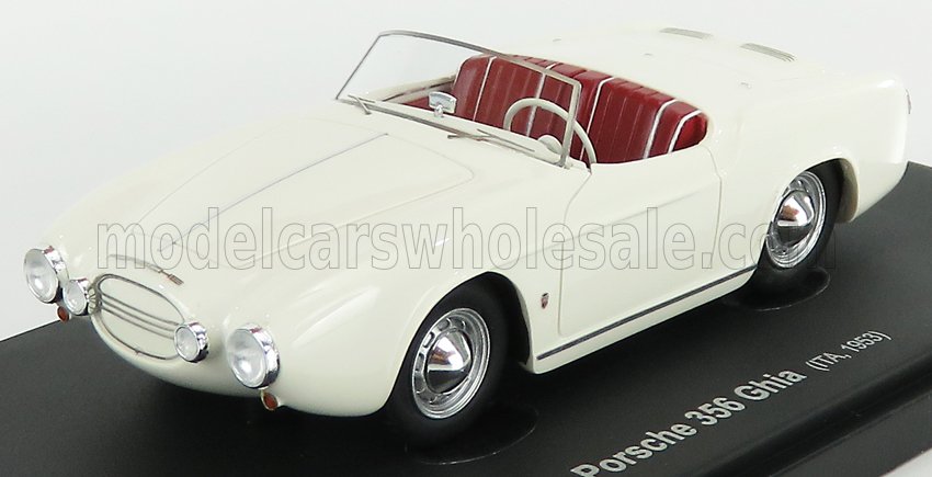 White Porsche 356 Ghia 1953 model car with red interior, available for purchase on Vroomi